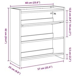 Berkfield Home Shoe Rack Concrete Grey 60x25x62 cm Engineered Wood - Size: 60 x 25 x 62 cm - thumbnail 9