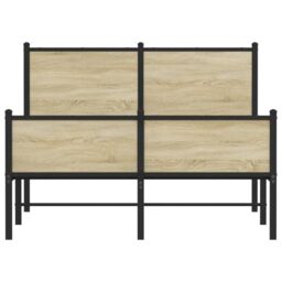 Berkfield Home Metal Bed Frame without Mattress Sonoma Oak 120x190 cm Small Double in Brown - thumbnail 5