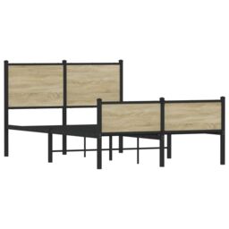 Berkfield Home Metal Bed Frame without Mattress Sonoma Oak 120x190 cm Small Double in Brown - thumbnail 3