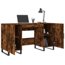Berkfield Home Elegant Desk Smoked Oak 140x50x75 cm Engineered Wood in Brown - Size: 140 x 50 x 75 cm - thumbnail 4