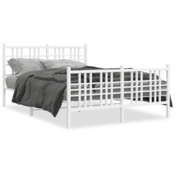 Berkfield Home Metal Bed Frame without Mattress with Footboard White 137x190cm - Size: 137x190 cm - thumbnail 2