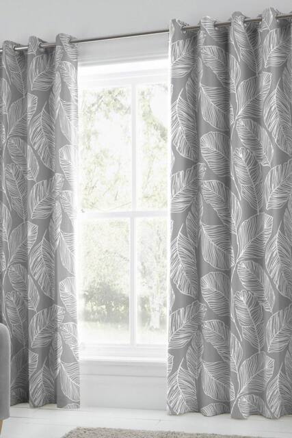 Fusion 'Matteo' 100% Cotton Light Filtering Pair of Eyelet Curtains in Grey - Size: 229 cm width x 183 cm drop - image 1