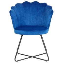 Wyld and Coco Navy Velvet Armless Shell-Back Chair in Blue - thumbnail 3