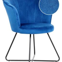 Wyld and Coco Navy Velvet Armless Shell-Back Chair in Blue - thumbnail 2