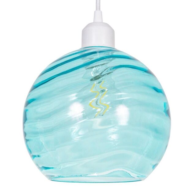 Happy Homewares Modern Designer Circular Ribbed Glass Non Electric Pendant Lamp Shade in Teal - image 1