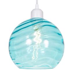 Happy Homewares Modern Designer Circular Ribbed Glass Non Electric Pendant Lamp Shade in Teal - thumbnail 2
