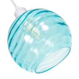 Happy Homewares Modern Designer Circular Ribbed Glass Non Electric Pendant Lamp Shade in Teal - thumbnail 4