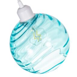 Happy Homewares Modern Designer Circular Ribbed Glass Non Electric Pendant Lamp Shade in Teal - thumbnail 3