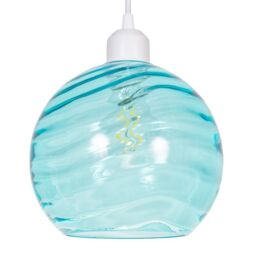 Happy Homewares Modern Designer Circular Ribbed Glass Non Electric Pendant Lamp Shade in Teal
