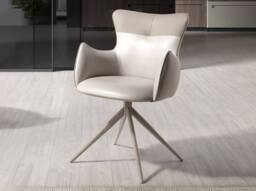 Angel Cerda Swivel Dining Chair in Leatherette in White - thumbnail 3