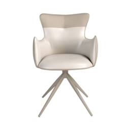 Angel Cerda Swivel Dining Chair in Leatherette in White - thumbnail 2
