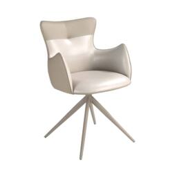 Angel Cerda Swivel Dining Chair in Leatherette in White - thumbnail 1