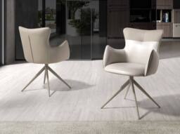 Angel Cerda Swivel Dining Chair in Leatherette in White - thumbnail 5