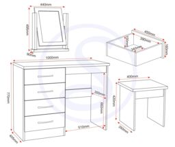 Seconique Nevada 4 Drawer Dressing Table Set in White - thumbnail 7