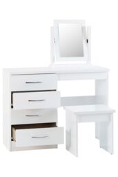 Seconique Nevada 4 Drawer Dressing Table Set in White - thumbnail 3