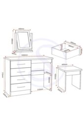 Seconique Nevada 4 Drawer Dressing Table Set in White - thumbnail 6