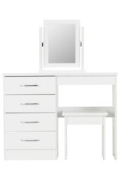 Seconique Nevada 4 Drawer Dressing Table Set in White - thumbnail 2