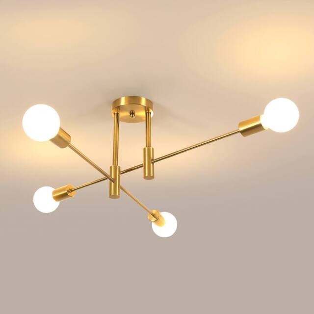 Pheashine Elegant Chandelier Gold-Plated 4-Light Iron Ceiling Fixture in Gold - image 1