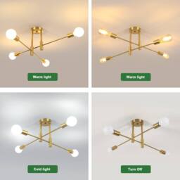 Pheashine Elegant Chandelier Gold-Plated 4-Light Iron Ceiling Fixture in Gold - thumbnail 5