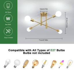 Pheashine Elegant Chandelier Gold-Plated 4-Light Iron Ceiling Fixture in Gold - thumbnail 3
