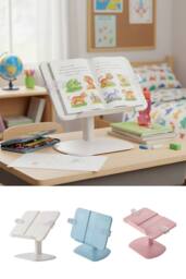 Living and Home Adjustable Book Stand & Reading Holder for Books, Tablets, Laptops in White - thumbnail 2