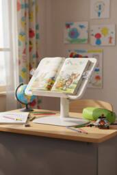 Living and Home Adjustable Book Stand & Reading Holder for Books, Tablets, Laptops in White - thumbnail 1
