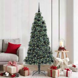 Berkfield Home Artificial Pre-lit Christmas Tree with Ball Set Green 180 cm - thumbnail 1