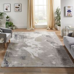 The Rug Shop UK Blue Modern Abstract Easy To Clean Area Ivory Rug - Size: 160 cm x 220 cm - thumbnail 1