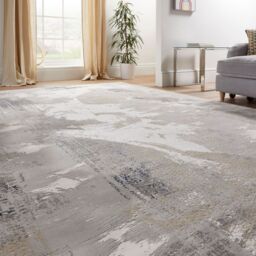 The Rug Shop UK Blue Modern Abstract Easy To Clean Area Ivory Rug - Size: 160 cm x 220 cm - thumbnail 4