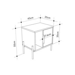 Decortie 'Glynn' Modern Bedside Table Nightstand Black T Metal Legs 48cm in Natural - Size: 1 Pack - thumbnail 6