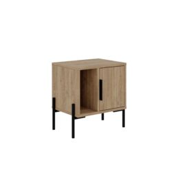 Decortie 'Glynn' Modern Bedside Table Nightstand Black T Metal Legs 48cm in Natural - Size: 1 Pack - thumbnail 4