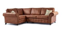 Furniture 786 Oakland Suede Leather 1c2 Corner Sofa in Brown - thumbnail 3