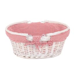 Red Hamper Wicker Medium White Swing Handle Shopping Basket - thumbnail 2