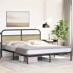 Berkfield Home Bed Frame Without Mattress 150x200 cm King Size Sonoma Oak Engineered Wood in Brown - thumbnail 3