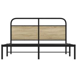 Berkfield Home Bed Frame Without Mattress 150x200 cm King Size Sonoma Oak Engineered Wood in Brown - thumbnail 4