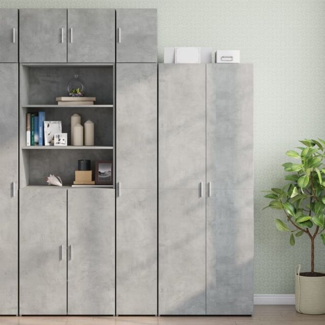 Berkfield Home Slim Storage Cabinet Concrete Grey 30x42.5x225 cm Engineered Wood - image 1