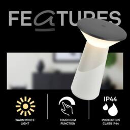 BRILONER Grey LED Table Lamp Rechargeable Light German Design Award Winner - thumbnail 4