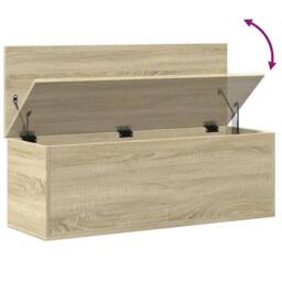 Berkfield Home Storage Box Sonoma Oak 102x35x35 cm Engineered Wood in Tan - Size: 102 x 35 x 35 cm - thumbnail 8