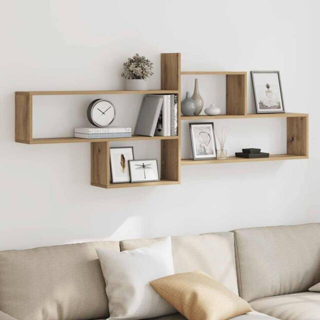 Berkfield Home Wall Shelf Artisian Oak 167.5x18x68 cm Engineered Wood in Brown