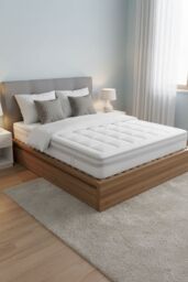 Living and Home Durable&Soft Checkerboard Fitted Mattress Protector in White - Size: Single Fitted - thumbnail 1