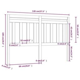 Berkfield Home Beautiful Bed Headboard Black 146x4x100 cm Solid Wood Pine - Size: 146 x 4 x 100 cm - thumbnail 5