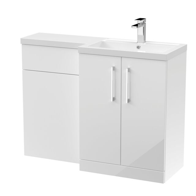 Balterley Bathroom Vanity Basin & WC Unit Right Hand 1100mm x 390mm in White - image 1