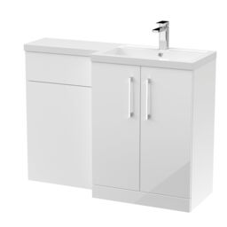 Balterley Bathroom Vanity Basin & WC Unit Right Hand 1100mm x 390mm in White - thumbnail 1