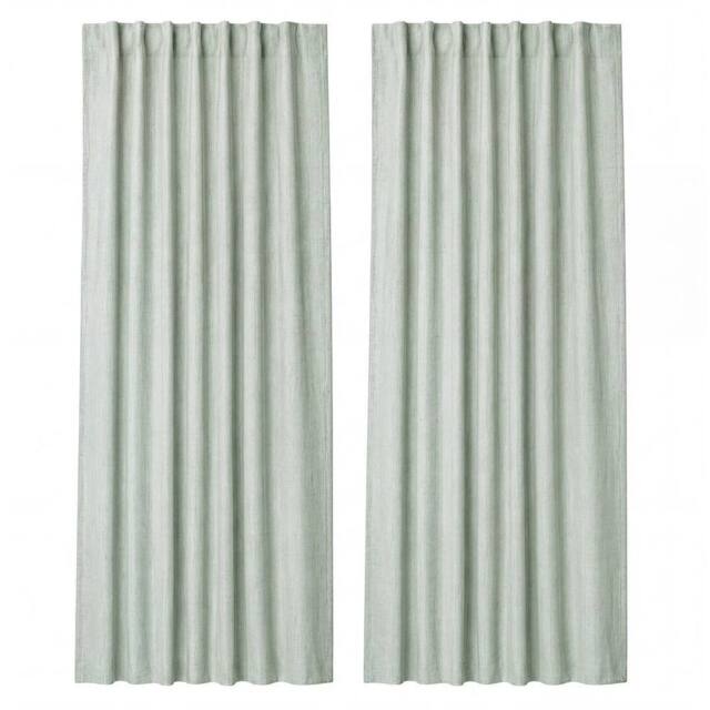 KORVIXA 100% Blackout Curtains Thermal Linen in Green - Size: 100 cm - image 1
