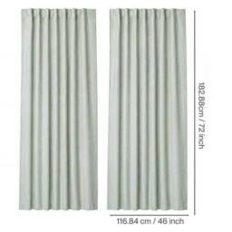 KORVIXA 100% Blackout Curtains Thermal Linen in Green - Size: 100 cm - thumbnail 2