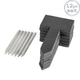Nicola Spring 6 Piece Slate Plant Markers Set with Chalk Pencils - 6 x 12cm - Natural in Grey - Size: 6 x 12 cm - thumbnail 1