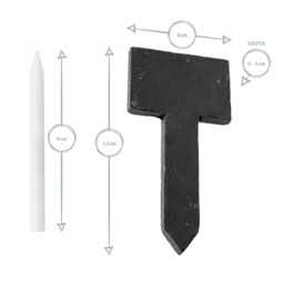 Nicola Spring 6 Piece Slate Plant Markers Set with Chalk Pencils - 6 x 12cm - Natural in Grey - Size: 6 x 12 cm - thumbnail 3