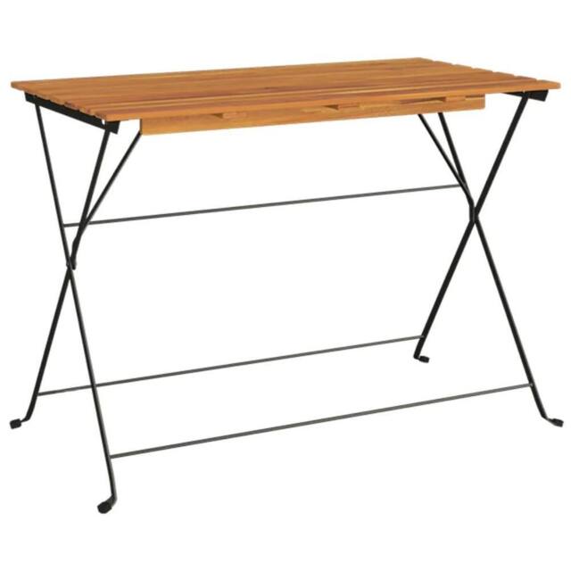 Berkfield Home Folding Bistro Table 100x54x71 cm Solid Wood Acacia & Steel in Brown - Size: 100 x 54 x 71 cm - image 1
