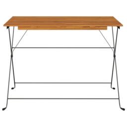 Berkfield Home Folding Bistro Table 100x54x71 cm Solid Wood Acacia & Steel in Brown - Size: 100 x 54 x 71 cm - thumbnail 3