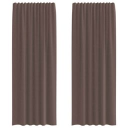 Berkfield Home Voile Curtains with Tab Top 2 pcs Brown - thumbnail 2